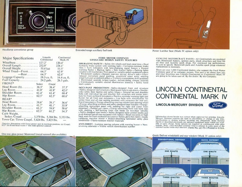 1975 Lincoln Model Range Brochure Page 17
